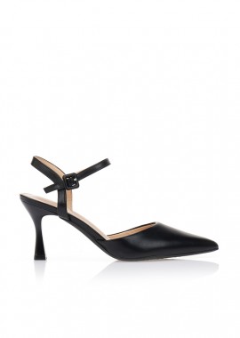 Γόβες slingback δερματίνη ΜΑΥΡΟ