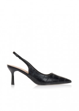 Tsoukalas - Γόβες μαύρες δερματίνη slingback ΜΑΥΡΟ