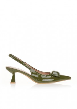Tsoukalas - Γόβες πράσινες slingback με αγκράφα ΠΡΑΣΙΝΟ