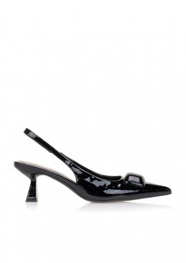 Tsoukalas - Γόβες μαύρες slingback με αγκράφα ΜΑΥΡΟ