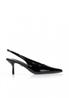 Tsoukalas - Γόβες TSOUKALAS μαύρες slingback με λάστιχο ΜΑΥΡΟ