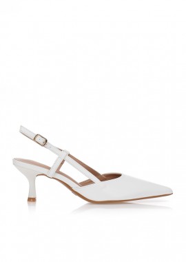 Tsoukalas - Γόβες λευκές slingback με χαμηλό τακούνι ΛΕΥΚΟ