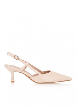 Tsoukalas - Γόβες μπεζ slingback με χαμηλό τακούνι ΜΠΕΖ