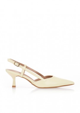Tsoukalas - Γόβες κίτρινες slingback με χαμηλό τακούνι ΚΙΤΡΙΝΟ