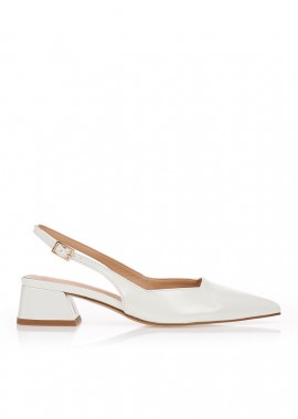 Tsoukalas - Γόβες λουστρίνι slingback με χοντρό τακούνι ΜΠΕΖ