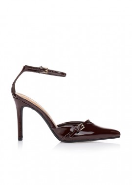 Γόβες καφέ slingback με μπαρέτα ΚΑΦΕ