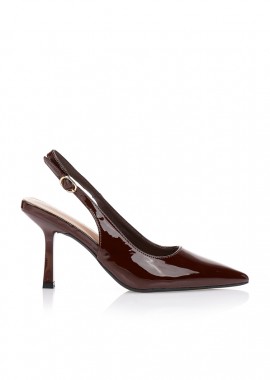 Tsoukalas - Γόβες καφέ slingback μυτερές ΚΑΦΕ