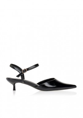 Tsoukalas - Γόβες μαύρες slingback με χαμηλό τακούνι ΜΑΥΡΟ