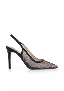 Γόβες με animal print διαφάνεια ΜΑΥΡΟ