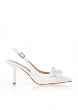 Tsoukalas - Γόβες slingback με φιόγκο ΛΕΥΚΟ