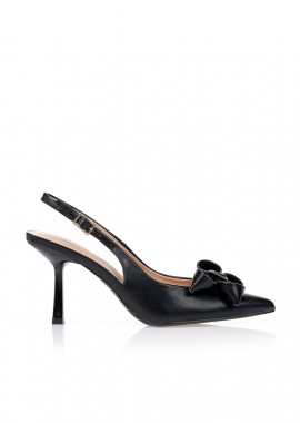 Tsoukalas - Γόβες slingback με φιόγκο ΜΑΥΡΟ