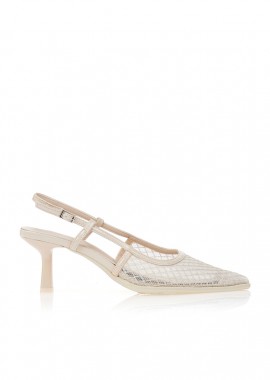 Γόβες slingback με μπεζ διαφάνεια ΜΠΕΖ