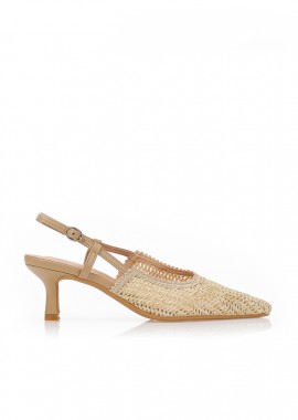 Tsoukalas - Γόβες slingback ψάθινες μυτερές ΜΠΕΖ