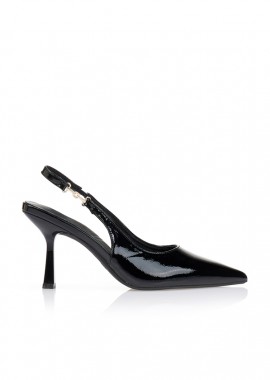Γόβες slingback λουστρίνι ΜΑΥΡΟ