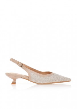 Tsoukalas - Γόβες slingback ψάθινες με χαμηλό τακούνι ΠΟΥΡΟ