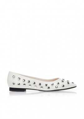 Tsoukalas - Μπαλαρίνες λευκές μυτερές με τρουκς ΛΕΥΚΟ