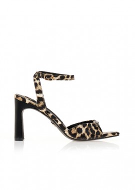 Πέδιλα TSOUKALAS animal print με χοντρό τακούνι ΛΕΟΠΑΡ