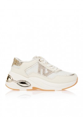 Sneakers δερματίνη με διάτρητο glitter σχέδιο ΜΠΕΖ