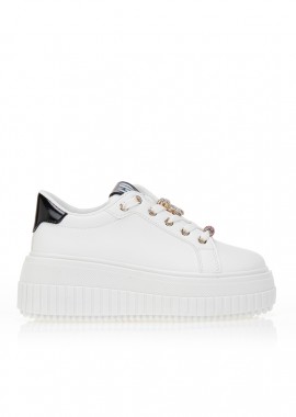 Sneakers με πλατφόρμα και χρυσά στολίδια ΜΑΥΡΟ