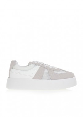 Tsoukalas - Sneakers με διάτρητο δίχτυ και σουέτ λεπτομέρειες ΛΕΥΚΟ