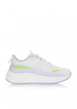 Tsoukalas - Sneakers λευκά με λιλά και neon λεπτομέρειες ΛΙΛΑ