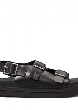 Calvin Klein - Γυναικεία Δερμάτινα Σανδάλια Calvin Klein YW0YW01785 0GJ Μαύρα