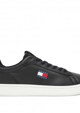 Ανδρικά Δερμάτινα Sneakers Tommy Hilfiger EM0EM01596 BDS Μαύρα