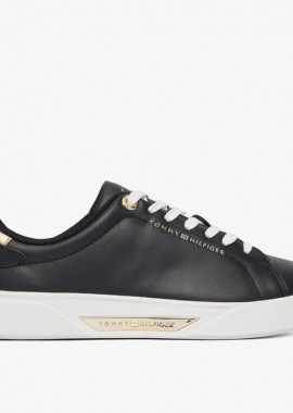 Tommy Hilfiger - Γυναικεία Δερμάτινα Sneakers Tommy Hilfiger FW0FW09019-BDS Μαύρα