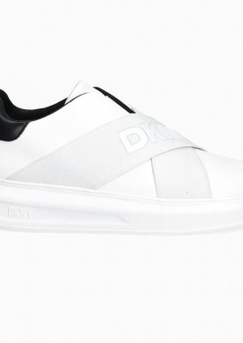 DKNY - Γυναικεία Δερμάτινα Sneakers DKNY K4467549 WHT-BLK Λευκά