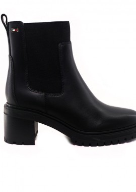 Tommy Hilfiger - Γυναικεία Δερμάτινα Μποτάκια Tommy Hilfiger FW0FW08163 BDS Μαύρα