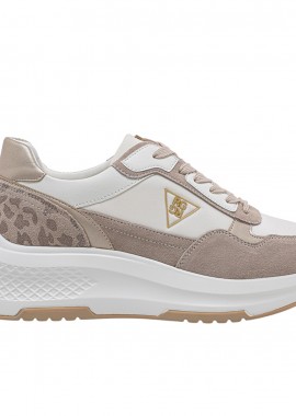 Renato Garini - Γυναικεία Sneakers Renato Garini 2315-52RG58 Μπεζ Καστόρι Λευκό Λεοπάρ