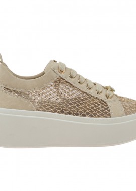 Renato Garini - Γυναικεία Sneakers Renato Garini 88-61RG05C Μπεζ Φιλτιρέ Στρας W119R61534K5