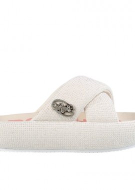 Γυναικεία Σανδάλια Flatforms Buffalo Ibiza Cross BN1602312 Λευκά