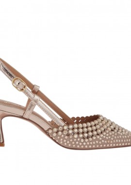Γυναικείες Γόβες Slingback Exe Alisa-410 Πλατίνα Στρας W47000414Z36