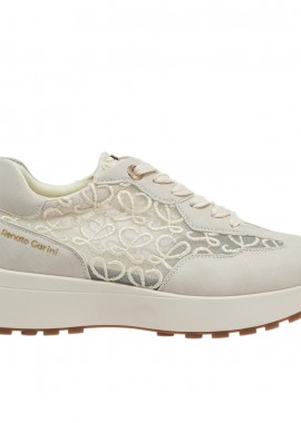 Renato Garini - Γυναικεία Sneakers Renato Garini 418-52RG27 Μπεζ Καστόρι Δαντέλα W119R41833X