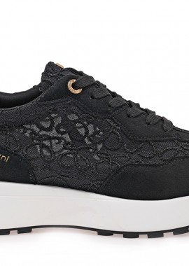 Renato Garini - Γυναικεία Sneakers Renato Garini 418-52RG27 Μαύρο Καστόρι Δαντέλα W119R41833X1