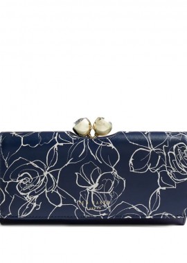 Ted Baker - Γυναικείο Δερμάτινο Πορτοφόλι Ted Baker Linear Rose Large 278552-NAVY