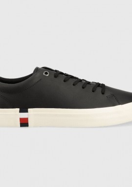 Tommy Hilfiger - Ανδρικά Δερμάτινα Sneakers Tommy Hilfiger FM0FM04589 BDS Μαύρα
