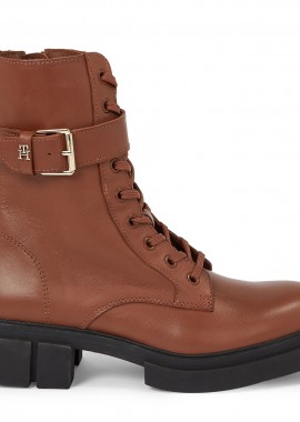 Tommy Hilfiger - Γυναικεία Δερμάτινα Αρβυλάκια Tommy Hilfiger Bikerboot FW0FW07322 GTU Ταμπά