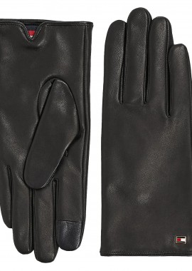 Γυναικεία Δερμάτινα Γάντια Tommy Hilfiger AW0AW15360 BDS Μαύρα