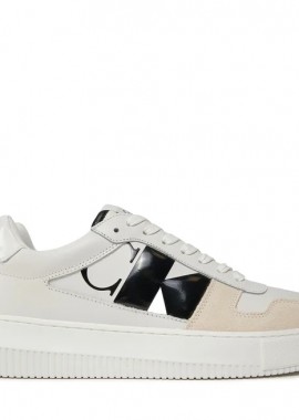 Calvin Klein - Ανδρικά Δερμάτινα Sneakers Calvin Klein Chunky Cupsole YM0YM00897 01T Λευκά