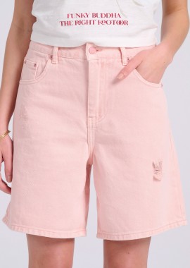 FUNKY BUDDHA - Γυναικεία loose fit garment dyed τζιν βερμούδα