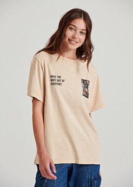 FUNKY BUDDHA - Relaxed fit garment dyed t-shirt με τύπωμα στην πλάτη