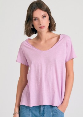 FUNKY BUDDHA - Γυναικείο V-neck t-shirt με raw edges - The essentials