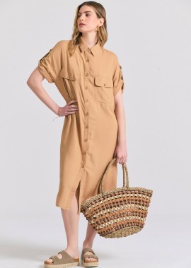 FUNKY BUDDHA - Oversized μάξι σεμιζιέ φόρεμα σε boho look