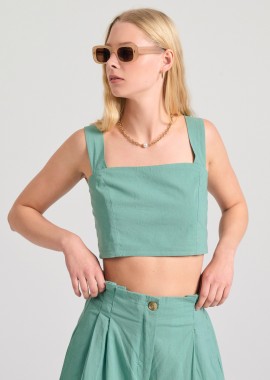 FUNKY BUDDHA - Μονόχρωμο βαμβακερό cropped top