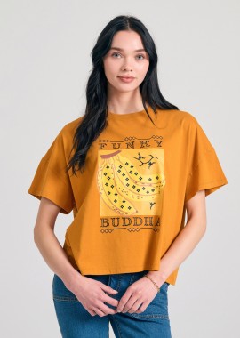 FUNKY BUDDHA - Loose fit t-shirt από οργανικό βαμβάκι με τύπωμα