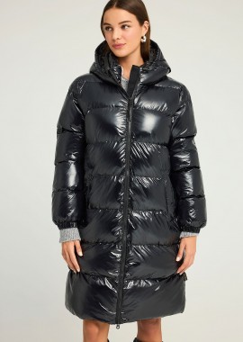 FUNKY BUDDHA - Regular fit μακρύ puffer μπουφάν με κουκούλα