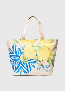 FUNKY BUDDHA - Tote bag από βαμβακερό καμβά με lemon print