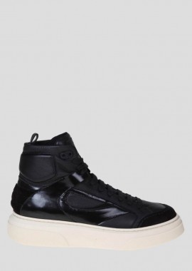 SALVATORE FERRAGAMO - SALVATORE FERRAGAMO Ανδρικό Μαύρο Cassio High Sneakers In Black